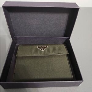 Prada Olive Green Bi-Fold Wallet